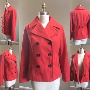 OLD NAVEY Pea coat, wool blend, orange, 6 buttons